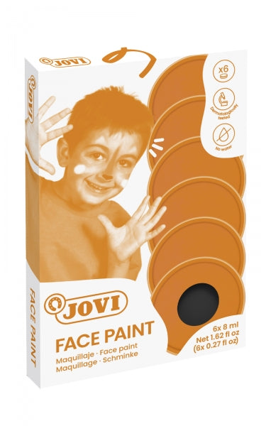 Jovi Estuche de 6 Botes 8ml Maquillaje Crema - Hipoalergenico - Base Grasa - Facil Aplicacion - Gran Cubricion - Mezclables - sin Parabenos - Facil de Retirar - Color Negro