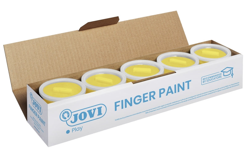Jovi Bote de Pintura de Dedos - 125ml Pintura de Dedos - Colores Mezclables - Textura Gelatinosa - Lavable - sin Gluten Ni Alergenos - No Toxico - Estimula la Coordinacion Motora - Color Amarillo - Cantidad: 5