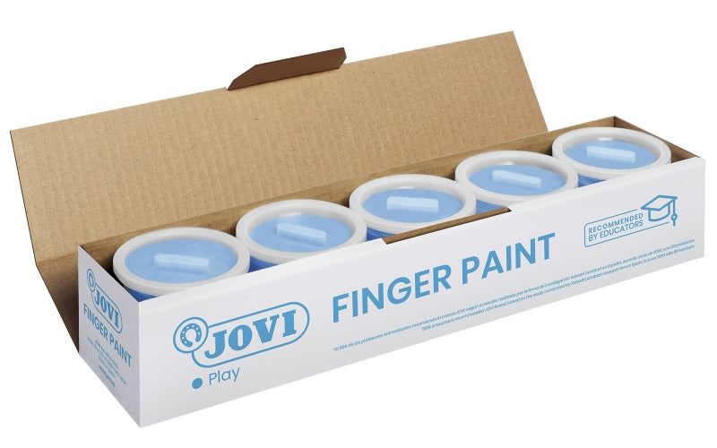 Jovi Bote de Pintura de Dedos - 125ml Pintura de Dedos - Colores Mezclables - Textura Gelatinosa - Lavable - sin Gluten Ni Alergenos - No Toxico - Estimula la Coordinacion Motora - Color Azul - Cantidad: 5