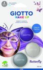 Giotto Make Up Butterfly Pack con 3 Maquillajes Faciales de Tematica Mariposa - Se Lava con Agua - Dermatologicamente Testado - Colores Surtidos
