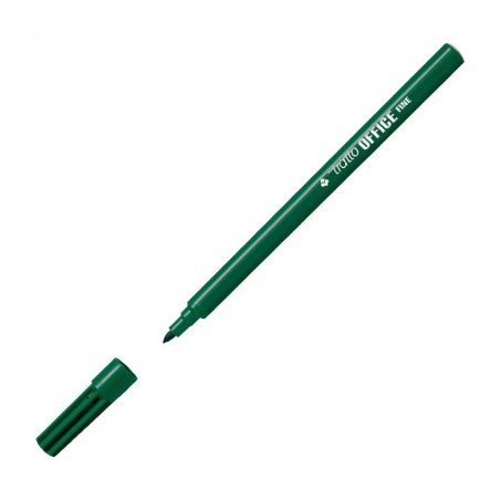 Tratto Office Rotulador - Punta de Fibra 2.5mm - Trazo 0.7mm - Tinta con Base de Agua - Color Verde - Cantidad: 12