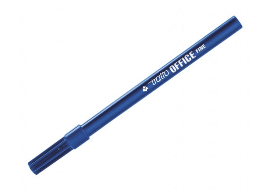 Tratto Office Rotulador - Punta de Fibra 2.5mm - Trazo 0.7mm - Tinta con Base de Agua - Color Azul - Cantidad: 12
