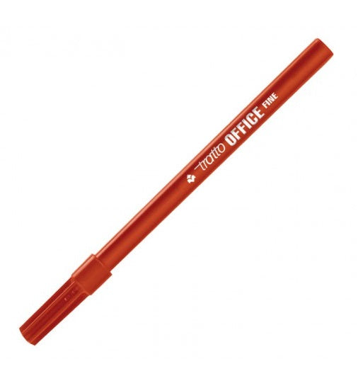 Tratto Office Rotulador - Punta de Fibra 2.5mm - Trazo 0.7mm - Tinta con Base de Agua - Color Rojo - Cantidad: 12