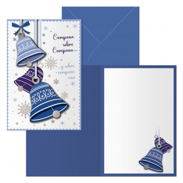 Dohe Campanas Pack de 6 Tarjetas de Felicitacion Navideña con Sobre - Tamaño Cerrada 11.5x17cm, Abierta 23x17cm - Papel Offset - Impresas a todo Color