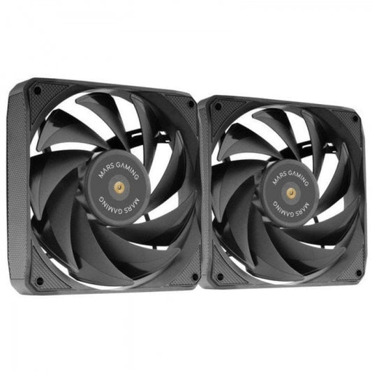 Mars Gaming MF-NCLX2 Kit de Ventiladores PWM - Aspas Hibridas - Rodamientos FDB de Cobre - Pads Antivibracion - Control Preciso de Velocidad - Flujo de Aire 72 CFM - Color Negro