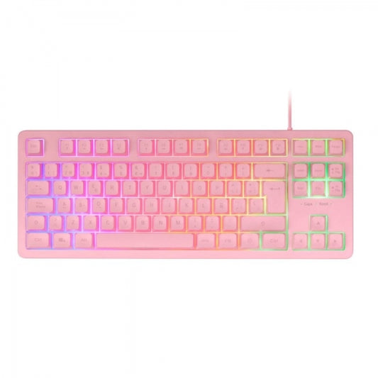 Mars Gaming MK023 Teclado Gaming - Tecnologia H-Mech RED - Iluminacion FRGB - Anti-Ghosting - Compatibilidad Universal - Estructura Robusta - Color Rosa