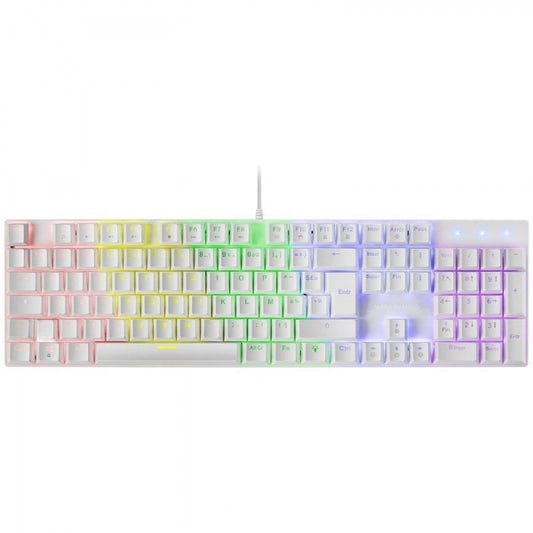 Mars Gaming MK422 Teclado Mecanico RGB - Switches Antipolvo - Teclas Imborrables - 12 Efectos Rainbow - Modo Juego - Anti-ghosting - Multiplataforma - Color Blanco