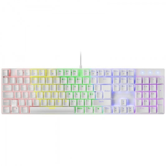 Mars Gaming MK422 Teclado Mecanico RGB - Switches Antipolvo - Teclas Imborrables - 12 Efectos RGB - Anti-ghosting Avanzado - Multiplataforma - Color Blanco