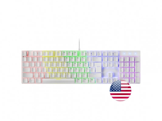 Mars Gaming MK422 Teclado Gaming - Switches Mecanicos Antipolvo - Teclas Imborables - Iluminacion RGB - Chip ARM - Compatibilidad Multiplataforma - US - Color Blanco
