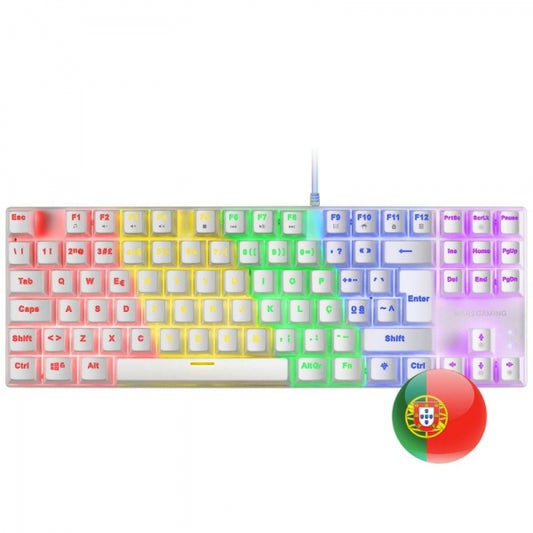 Mars Gaming MK80 Teclado Gaming Mecanico - TKL Compacto - Iluminacion RGB - Teclas Imborrables - Switches Antipolvo - Multiplataforma - Anti-Ghosting Avanzado - Portugues - Color Blanco