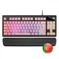 Mars Gaming MKAX Teclado Gaming - Iluminacion RGB 9 Efectos - Diseño Compacto TKL - Tecnologia H-Mech - Control de Volumen Roller - Reposamuñecas Memory Gel - Portugues - Color Negro