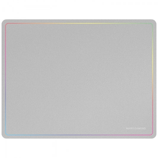 Mars Gaming Alfombrilla Gaming Nanotextil - Deslizamiento Suave - Efecto Rainbow - Base Antideslizante - Alta Durabilidad - Color Blanco