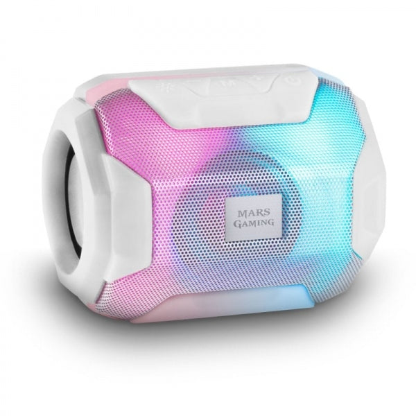 Mars Gaming SoundBlast Altavoz Portatil - Sonido Impactante - Drivers Activos y Pasivos Ultra-BASS - Bluetooth 5.0 - USB y MicroSD - 8 Horas de Autonomia - Color Blanco
