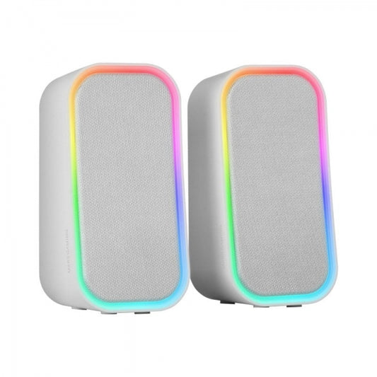Mars Gaming MS-OM Altavoces - Sonido 20W - Chipset DSP - Iluminacion RGB - Bluetooth 5.3 - AUX-IN - Control Intuitivo - Compatibilidad Universal - Color Blanco