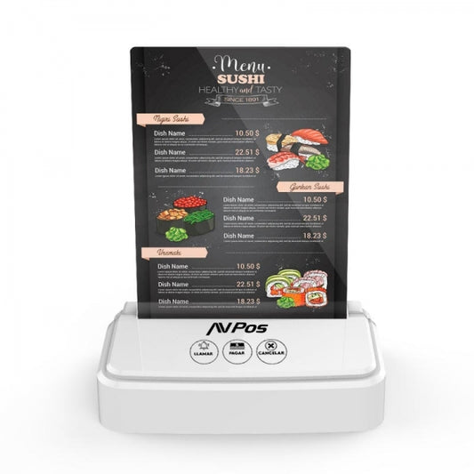 AVPos AVP-AC-3B Avisador de Camareros - 3 Funciones - Soporte Publicitario - Color Blanco