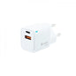 Coolbox Cargador de Pared 20W QC3.0 + PD - USB-A + USB-C - Carga Rapida - Tecnología GaN - Color Blanco