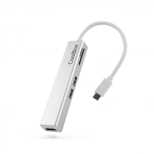Coolbox miniDock 5 en 1 USB-C a HDMI /2xUSB3.0/1xMicroSD/1xSDPD - 0.14m - Color Gris Metalizado