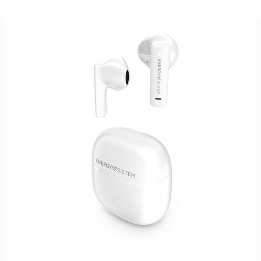 Energy Sistem Auriculares True Wireless - Bluetooth 5.4 - 20h Autonomia - Graves Profundos - Materiales Reciclados - Asistente de Voz Integrado - Color Blanco