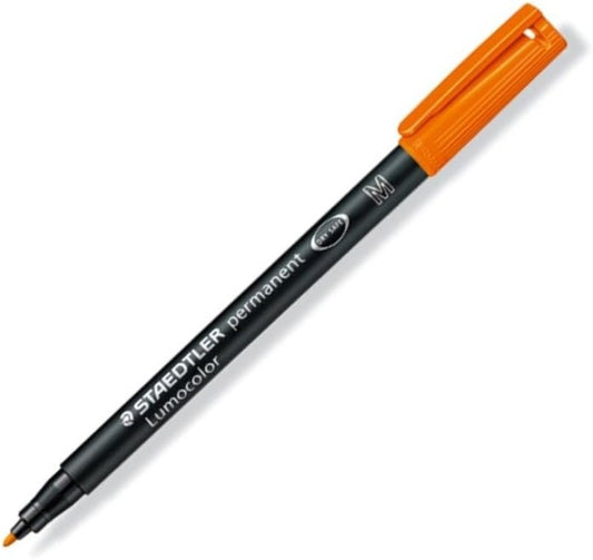 Staedtler Lumocolor 317 Rotulador Permanente - Punta Media Redonda - Trazo 1mm Aprox - Capuchon con Clip - Secado Rapido - Color Naranja - Cantidad: 10
