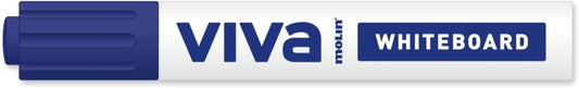 Molin Viva Rotulador para Pizarra Blanca - Punta Redonda de Fibra Sintetica - Trazo 3mm - Tinta con Base de Alcohol - Color Azul - Cantidad: 12
