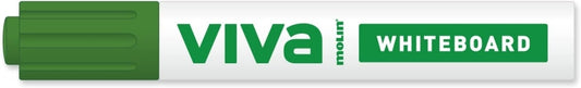 Molin Viva Rotulador para Pizarra Blanca - Punta Redonda de Fibra Sintetica - Trazo 3mm - Tinta con Base de Alcohol - Color Verde - Cantidad: 12
