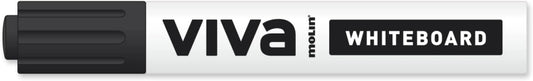 Molin Viva Rotulador para Pizarra Blanca - Punta Redonda de Fibra Sintetica - Trazo 3mm - Tinta con Base de Alcohol - Color Negro - Cantidad: 12