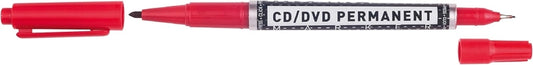 Molin Rotulador Permanente para CD, DVD - Doble Punta 0.4 y 1mm - Tinta Permanente con Base Alcohol - Color Rojo - Cantidad: 12