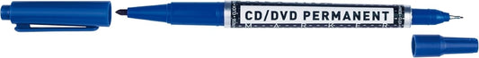 Molin Rotulador Permanente para CD, DVD - Doble Punta 0.4 y 1mm - Tinta Permanente con Base Alcohol - Color Azul - Cantidad: 12