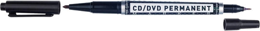 Molin Rotulador Permanente para CD, DVD - Doble Punta 0.4 y 1mm - Tinta Permanente con Base Alcohol - Color Negro - Cantidad: 12