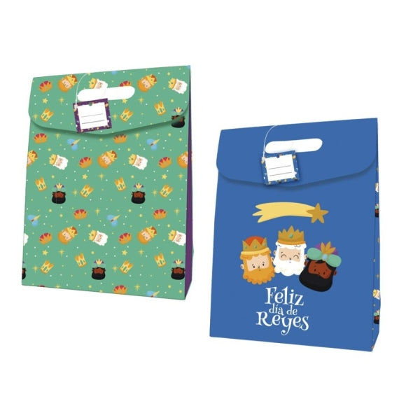 Bismark Bolsa de Carton Reyes Magos - Cierre Adhesivo - Tarjeta para Escribir - 2 Diseños - Cantidad: 12
