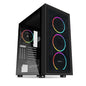 Abysm Danube Kamp Black Caja Torre ATX, ITX, Micro ATX - Lateral Cristal Templado - 3.5" y 2.5" - USB-A y Audio - 4 Ventiladores ARGB Instalados - Soporta Refrigeracion Liquida