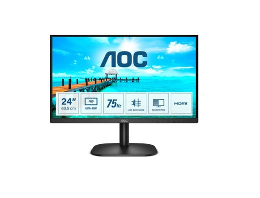 AOC Monitor 23.8" WLED FullHD 75Hz - Angulo de Vision 178° - 16:9 - HDMI, VGA, Audio - VESA 100x100