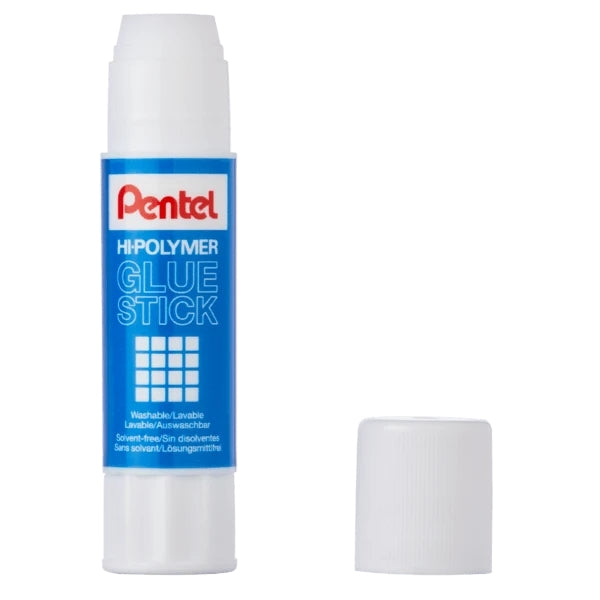Pentel Hi-Polymer Pegamento en Barra 25gr - Facil Aplicacion - Ideal para Oficina, Hogar y Colegio - Transparente - Cantidad: 12