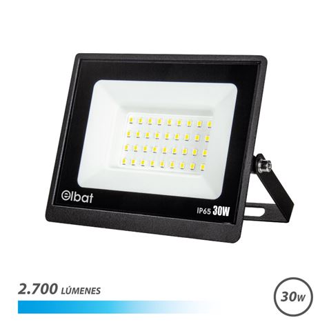 Elbat Foco LED Serie Super Slim 30W - 2700 Lumenes - 6500K Luz Fria - IP65 Para Uso en Exterior