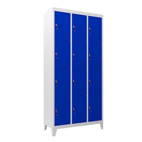 Cromad Taquilla Metalica 12 Puertas - Patas de 10cm - Color Azul