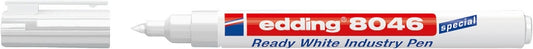 Edding 8046 Rotulador Permanente Industrial - Punta Redonda 1-3mm - Tinta Opaca - Resistente al Desgaste, Roce y Luz - Color Blanco - Cantidad: 10