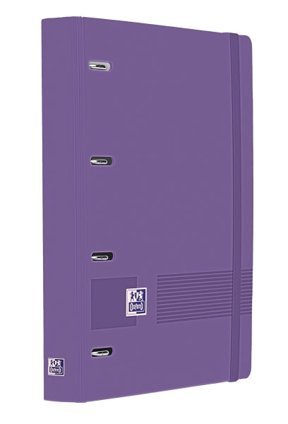 Oxford Europeanbinder Live & Go A4+ Carpeta Tamaño A4+ con Recambio de 100 Hojas Cuadricula 5x5mm - Tapa de Plastico Polyfoam - Cierre con Goma - Color Lila