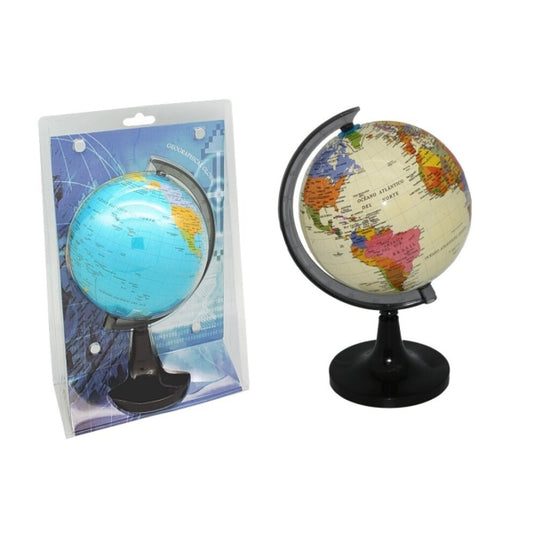 Bismark Esfera Geografica con Meridiano 15cm - Cartografia Fisico-Politica - Base Alta y Robusta - Colores Blanco y Azul Aleatorios