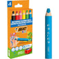Bic Kids Multisuperficie Pack de 6 Lapices de Colores + Sacapuntas - Cuerpo Triangular - Minas Borrables en Superficies No Porosas - Colores Surtidos