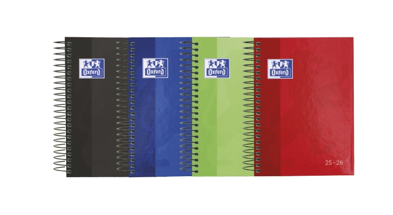 Oxford School Agenda Escolar 25/26 Espiral Dia Pagina - Tamaño 8º - Tapa Extradura Peliculado Brillante - Esquinas Microperforadas - Espacio para Notas - Colores Surtidos - Cantidad: 8