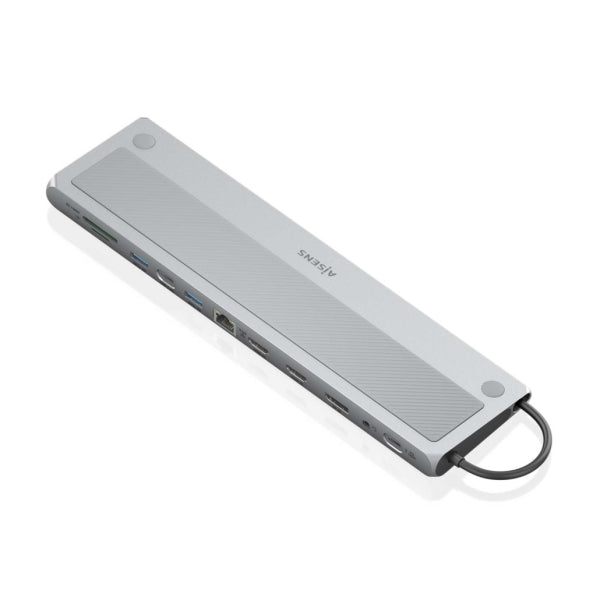 Aisens USB-C Dock 12 en 1 - USB-C a 2xHDMI - 1xDisplayPort - 1xRJ45 - 3xUSB-A USB3.0 - 1xUSB-C - 1xUSB-C PD - 1xSD - 1xMicro SD - 1xAudio - 30cm - Color Gris