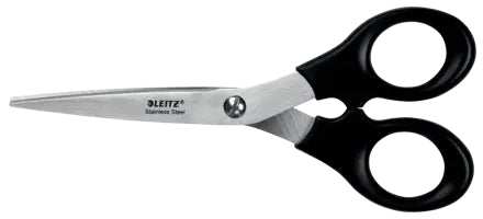 Leitz Tijeras de Acero Inoxidable 16.5cm - Ideales para Casa, Colegio, Oficina - Color Negro