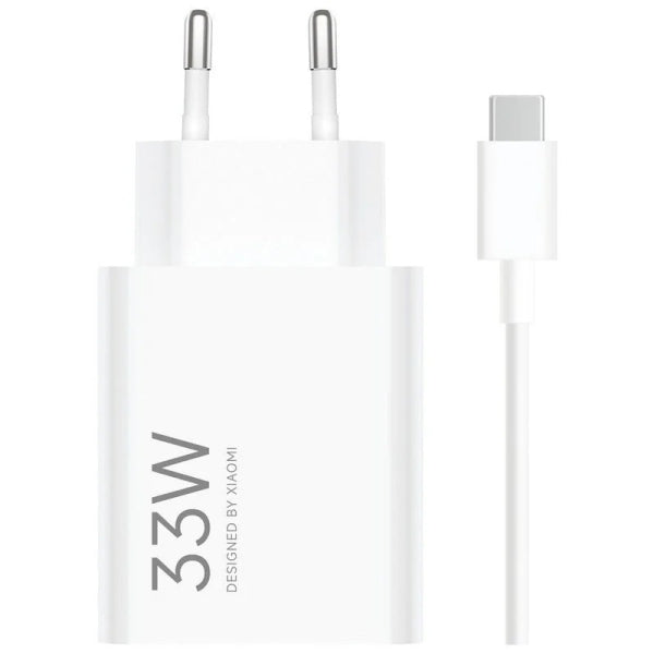 Xiaomi 33W Combo Cargador de Pared para Smartphone USB-A 33W + Cable - Identificacion Inteligente de Dispositivos - Color Blanco