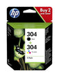HP 304 Negro + Color Pack de 2 Cartuchos de Tinta Originales - 3JB05AE