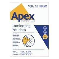 FELLOWES FUNDAS DE PLASTIFICAR APEX 125 MICRAS A3 BRILLO PACK 100 UD