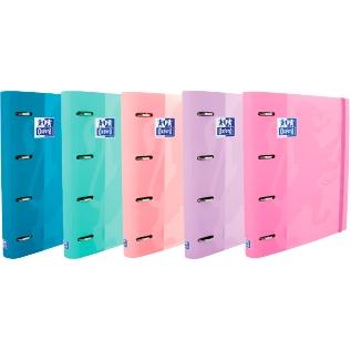 OXFORD CARPETA DE ANILLAS 4 X 35MM TOUCH EUROPEANBINDER C/RECAMBIO 100H A4+ 5X5 T/EXTRADURA C/SURTIDOS PASTEL