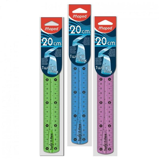 MAPED REGLA TWIST´N FLEX DECORADA DOBLE GRADUACIÓN 20 CM COLORES SURTIDOS