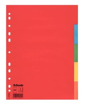ESSELTE SEPARADORES MULTITALADRO CARTÓN A4 5 POSICIONES COLORES