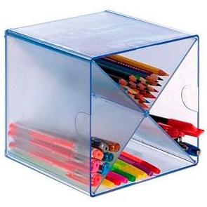 ARCHIVO 2000 ORGANIZADOR ARCHICUBO DIVISOR EN ASPA 4 COMPARTIMENTOS 150X150X150MM AZUL TRANSPARENTE
