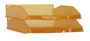 ARCHIVO 2000 BANDEJA ARCHIVO 2000 APILABLE EN 3 POSICIONES FONDO LISO FORMATO DIN A4 Y FOLIO 345X255X60 MM NARANJA TRASLÚCIDO